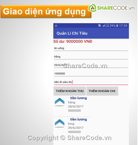 ứng dụng android,quản lý chi tiêu cá nhân,code quản lý chi tiêu,source code quản lý chi tiêu,quản lý thu chi