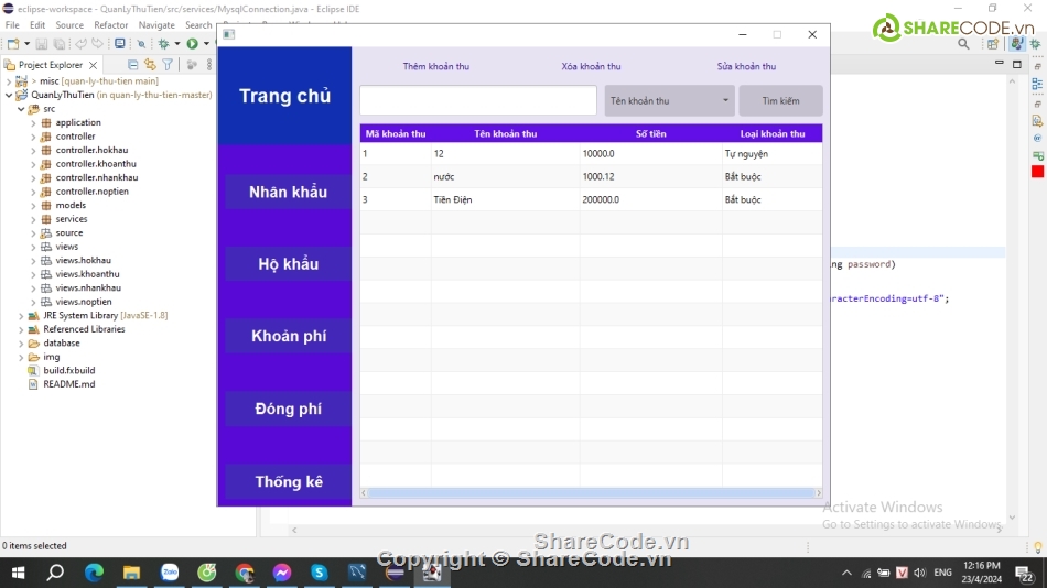 Quản lí,java,javaFX,Quản lí thu tiền