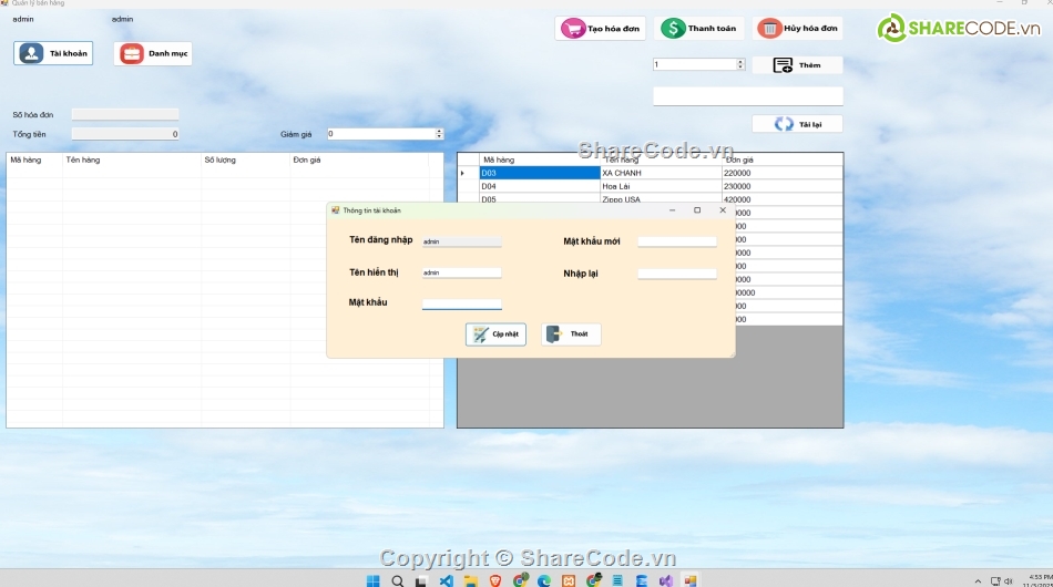 bán hàng,giao diện bán hàng,đơn giản,quản lý bán hàng