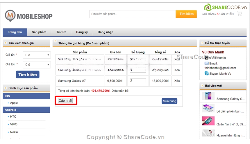 Code quản lý,Code php,quản lý bán hàng