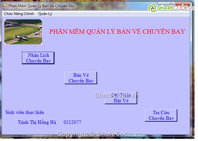 share full code vb.net,mã nguồnh code vb.net,đề án vb.net,quản lý bán vé,quản lý vé máy bay