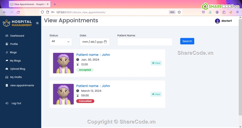 Quản lý bệnh viện,python,django