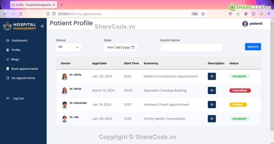 Quản lý bệnh viện,python,django