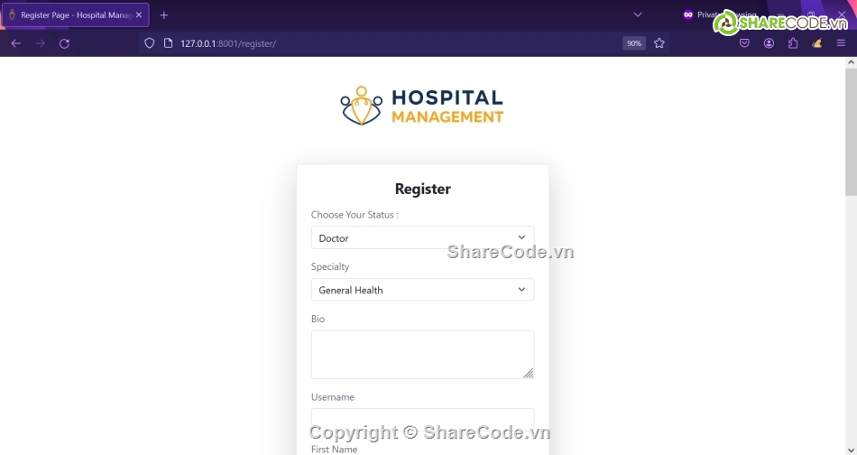 Quản lý bệnh viện,python,django