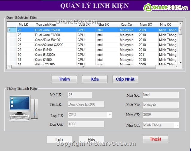 ban may tinh,đồ án tốt nghiệp,phần mềm quản lý,Quản lý bếp ăn,quản lý bán linh kiện,Linh kiện máy tính