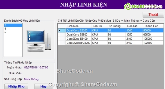 ban may tinh,đồ án tốt nghiệp,phần mềm quản lý,Quản lý bếp ăn,quản lý bán linh kiện,Linh kiện máy tính