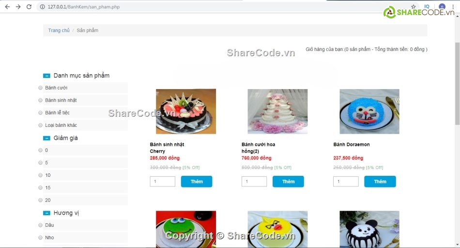 bán hàng php,cửa hàng bán bánh,bánh sinh nhật,php mvc