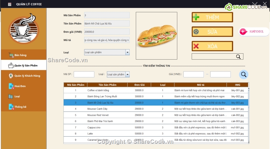 quản lý quán cafe java,code java quản lý cafe,java code quản lý coffee,Code quản lý cửa hàng coffee