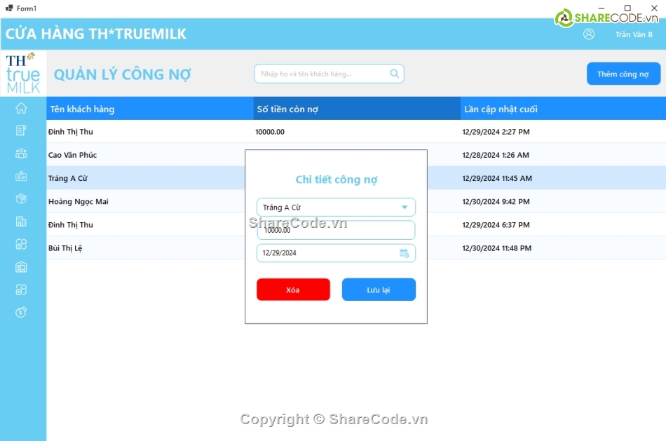 Code phần mềm quản lý,Share code,C# Quản lý cửa hàng,TH,sữa,Bài tập lớn Winform