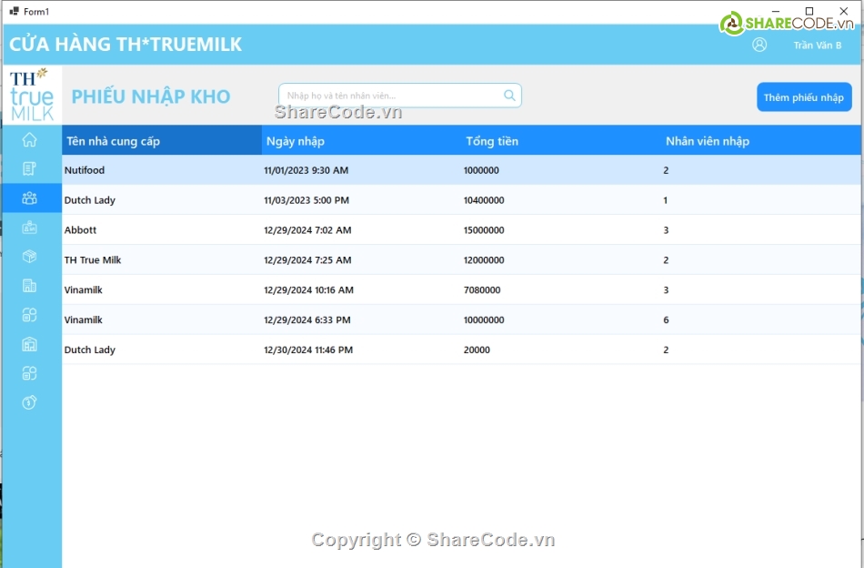 Code phần mềm quản lý,Share code,C# Quản lý cửa hàng,TH,sữa,Bài tập lớn Winform