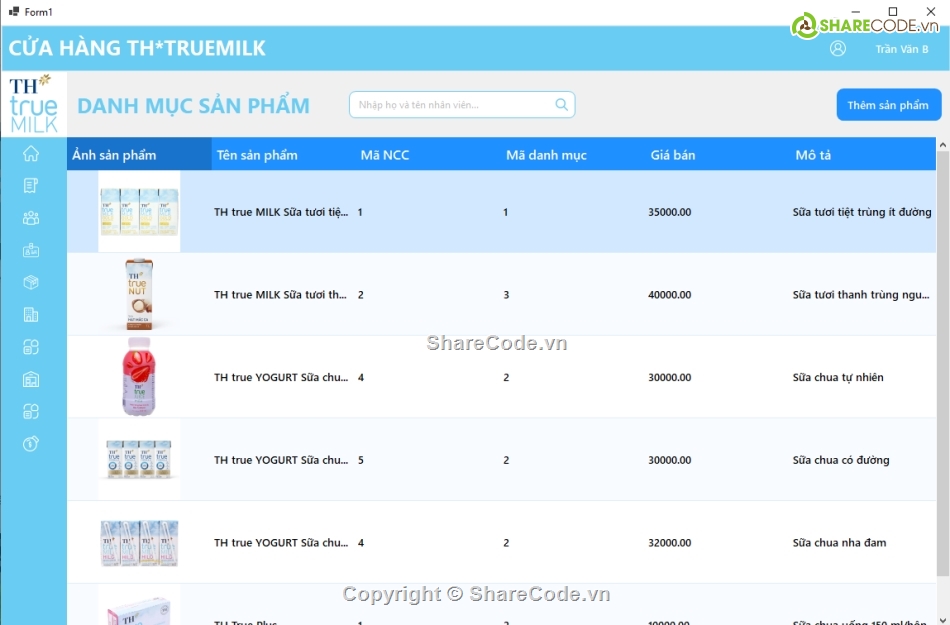 Code phần mềm quản lý,Share code,C# Quản lý cửa hàng,TH,sữa,Bài tập lớn Winform