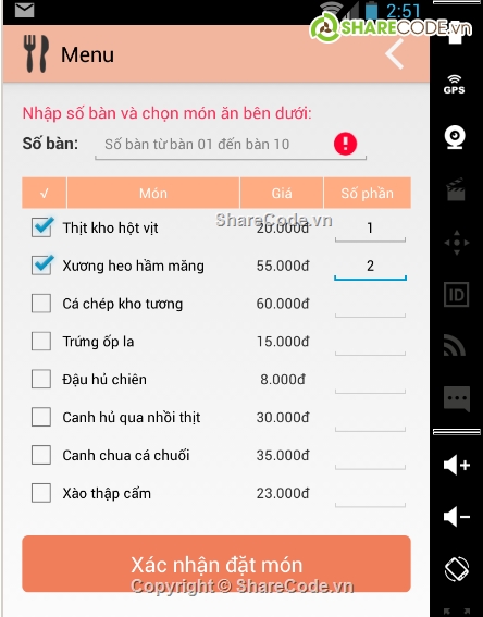 Quản lý món ăn,quản lý nhà hàng bằng android,quản lý nhà hàng,ứng dụng đặt món ăn,Quản lý đặt món ăn