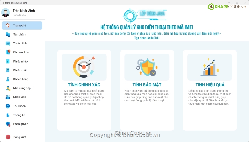 Quản lý kho hàng,Quản lý điện thoại,báo cáo