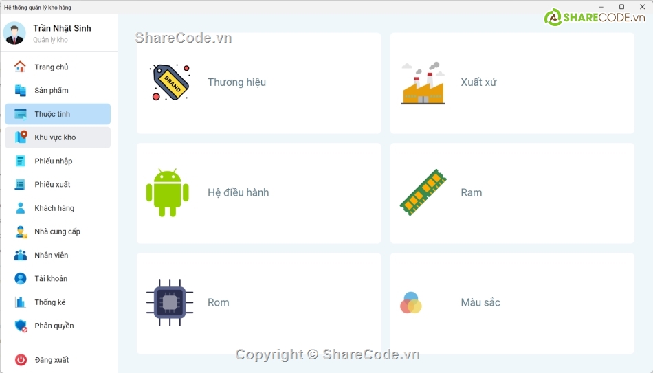 Quản lý kho hàng,Quản lý điện thoại,báo cáo