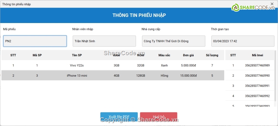 Quản lý kho hàng,Quản lý điện thoại,báo cáo