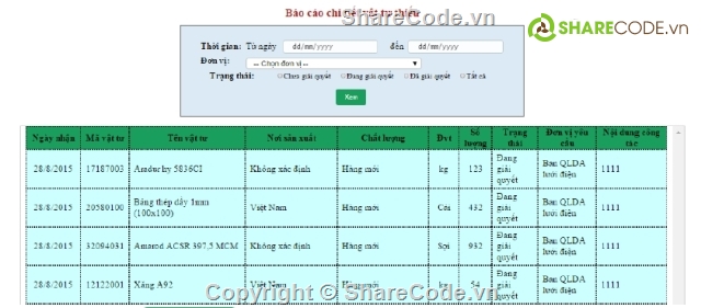 quản lý vật tư,website quản lý vật tư,quản lý kho,quản lý vật liệu xây dựng