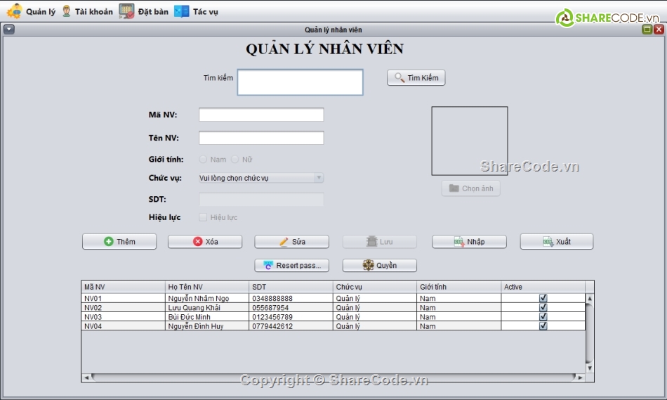 java,quản lý java,nhà hàng