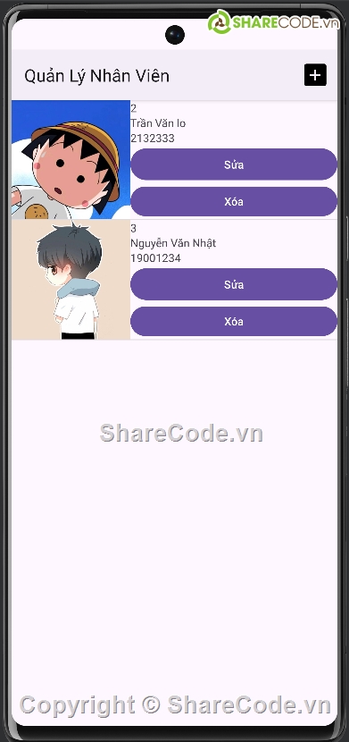 Share code,Code phần mềm quản lý,Sharecode,Nhân viên,android,lý