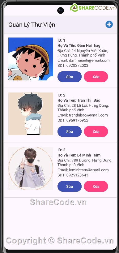 Sharecode,Code phần mềm quản lý,android studio,Quản lý android,nhân viên android