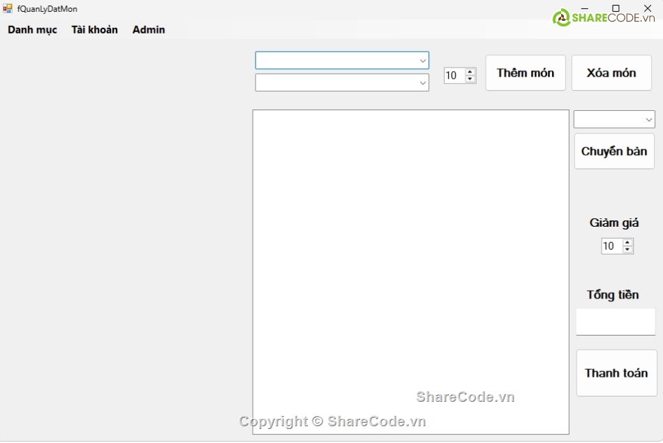Quản lý quán cà phê,đơn giản,website Quản lý quán cà phê