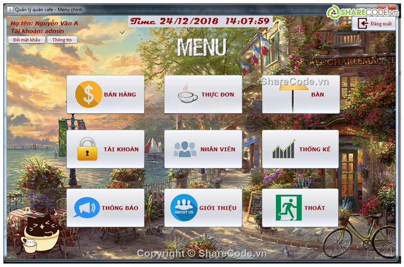 giao diện cực đẹp,giao diện,Quản lý quán cà phê