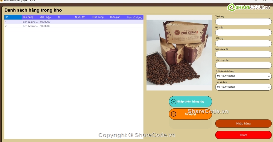Quản lý quán cà phê,quán lý cà phê,Quản lý quán cà phê C#