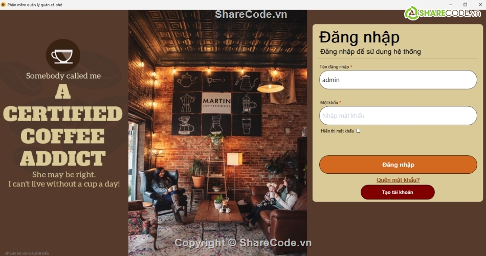 Quản lý quán cà phê,quán lý cà phê,Quản lý quán cà phê C#