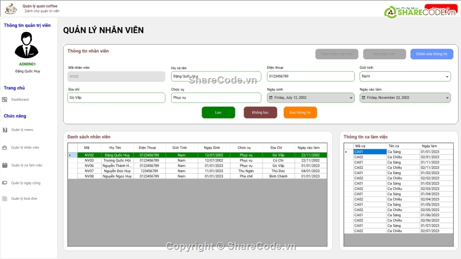 Quản lý quán cà phê,Application,.NET