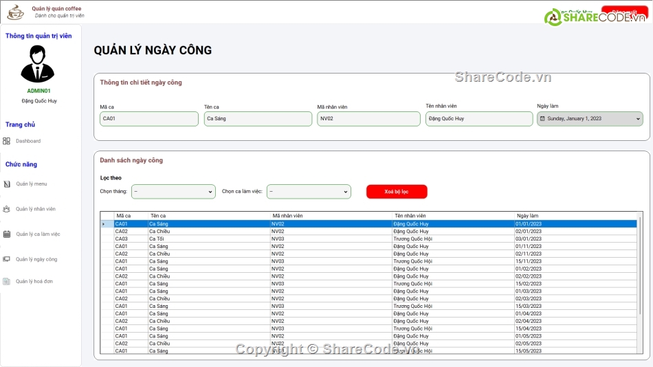 Quản lý quán cà phê,Application,.NET