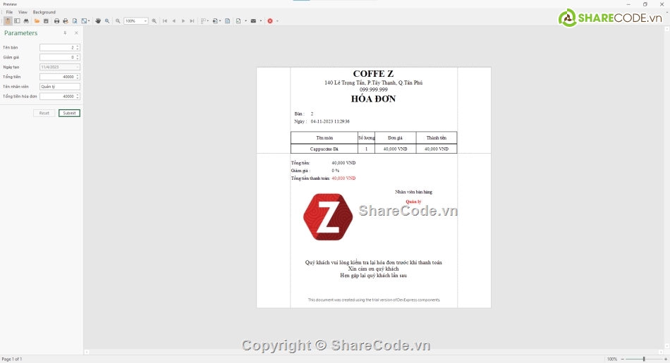 C#,Quản lý quán cà phê,Quản lý quán cà phê C#