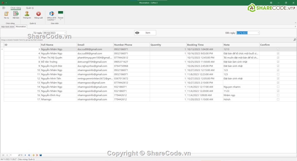C#,Quản lý quán cà phê,Quản lý quán cà phê C#
