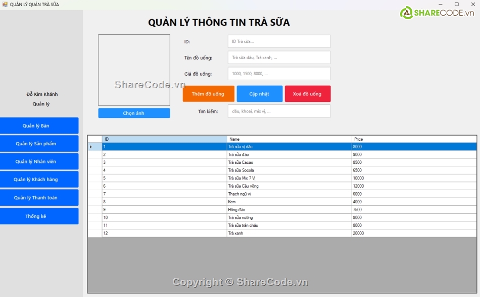 Quản lý quán cafe,Quản lý quán trà,quản lý trà sữa