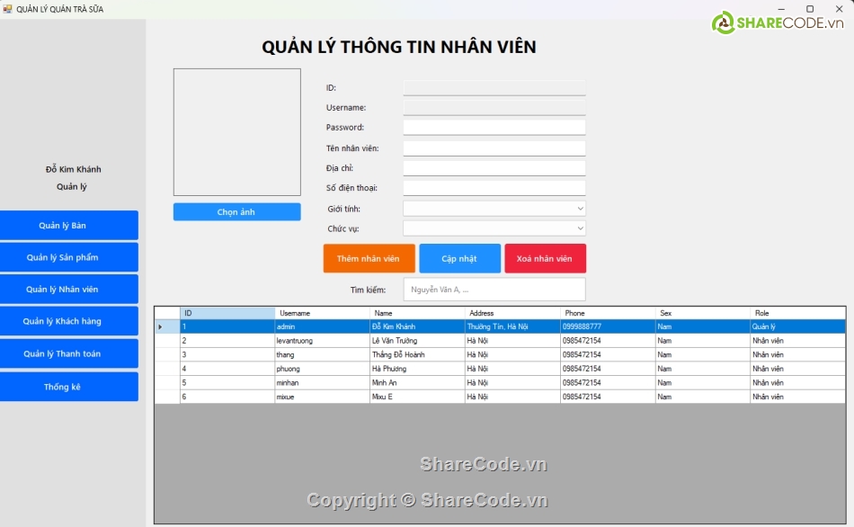 Quản lý quán cafe,Quản lý quán trà,quản lý trà sữa