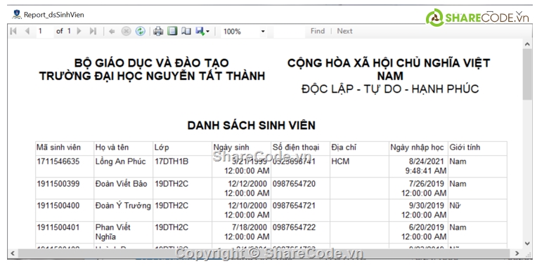 báo cáo,Quản lý sinh viên,Codehay