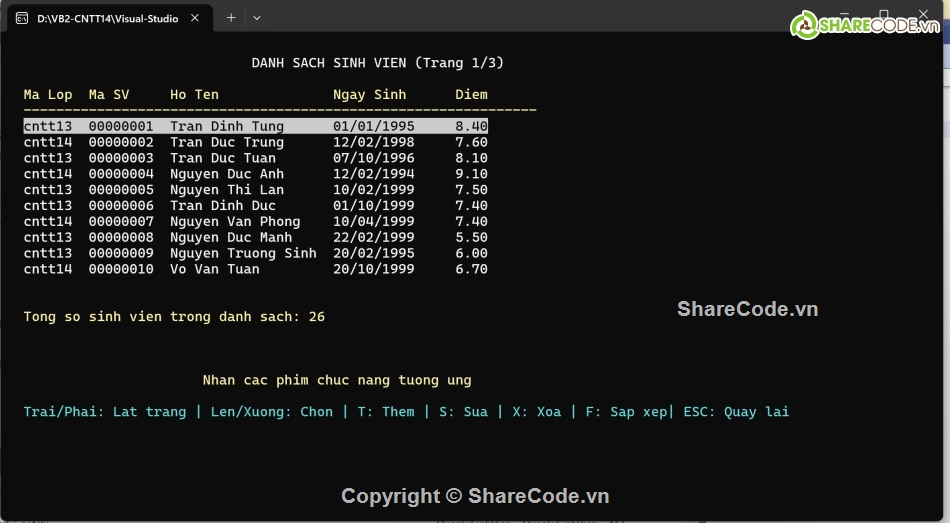 code C++,Quản lý sinh viên,Quản lý sinh viên C++,bài tập,c++