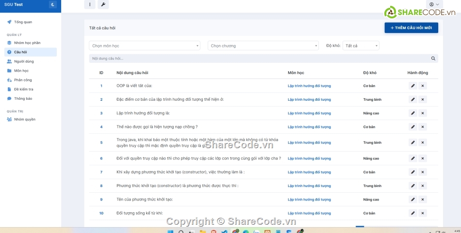 Quản lý sinh viên,trắc nghiệm php,thi php