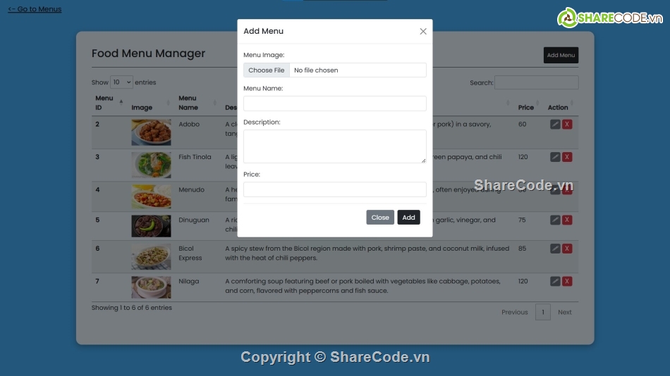 full code,code ẩm thực,ẩm thực
