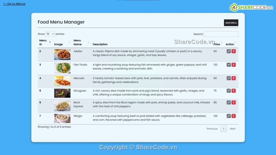 full code,code ẩm thực,ẩm thực