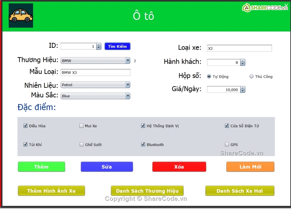 Code đồ án,Java 3 Layers,Quản lý thuê xe ô tô