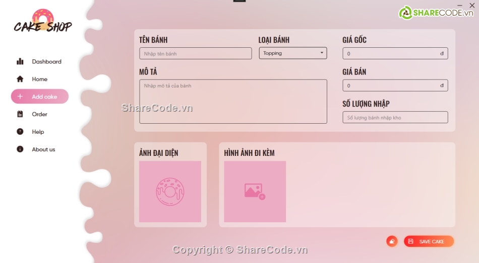 winform,c# form,bán bánh ngọt
