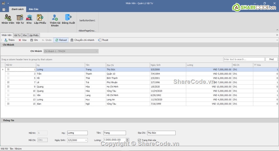 vật lý,Quản lý vật tư Code,quản lý vật tư