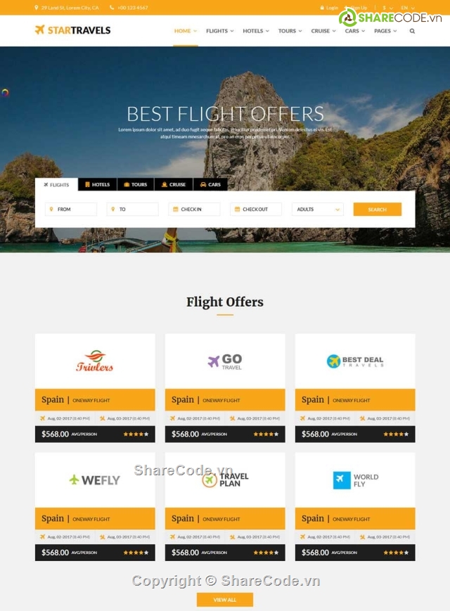 Star Travel,đặt phòng khách sạn,code web du lịch,theme html,temp HTML StarTravel