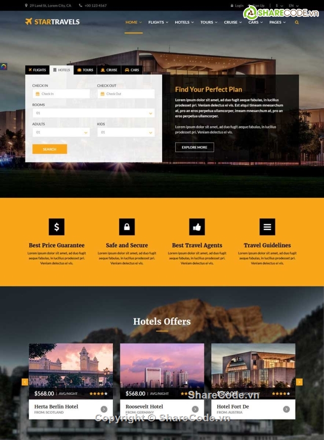 Star Travel,đặt phòng khách sạn,code web du lịch,theme html,temp HTML StarTravel