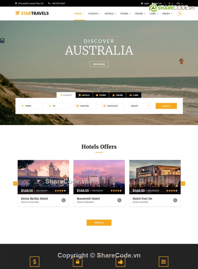 Star Travel,đặt phòng khách sạn,code web du lịch,theme html,temp HTML StarTravel
