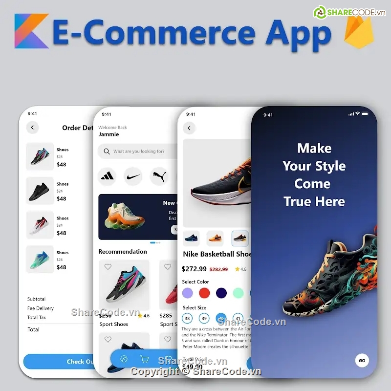 app Kotlin,app bán giày,code đồ án bán giày,source code android,shoes app,đồ án mobile app