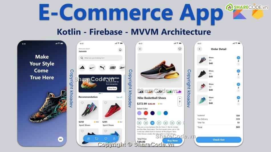 app Kotlin,app bán giày,code đồ án bán giày,source code android,shoes app,đồ án mobile app