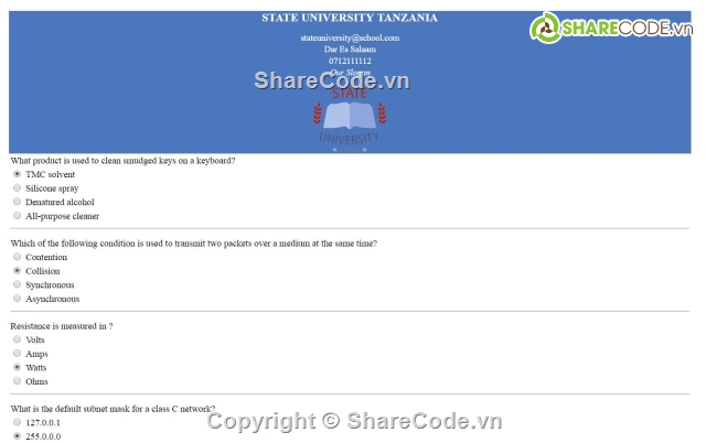 Code kiểm tra trắc nghiệm,Code web trắc nghiệm,code thi trắc nghiệm,website trắc nghiệm,trắc nghiệm tiếng anh