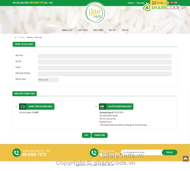 web bán hàng,Website bán gạo,template đẹp,giao diện web