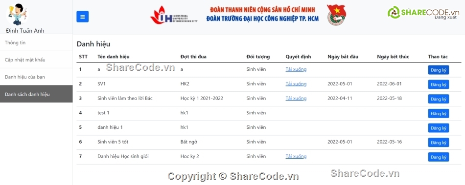 Code quản lý thi đua khen thưởng,quản lý thi đua khen thưởng,Code web quản lý thi đua,Code đồ án,Code web,Source code web