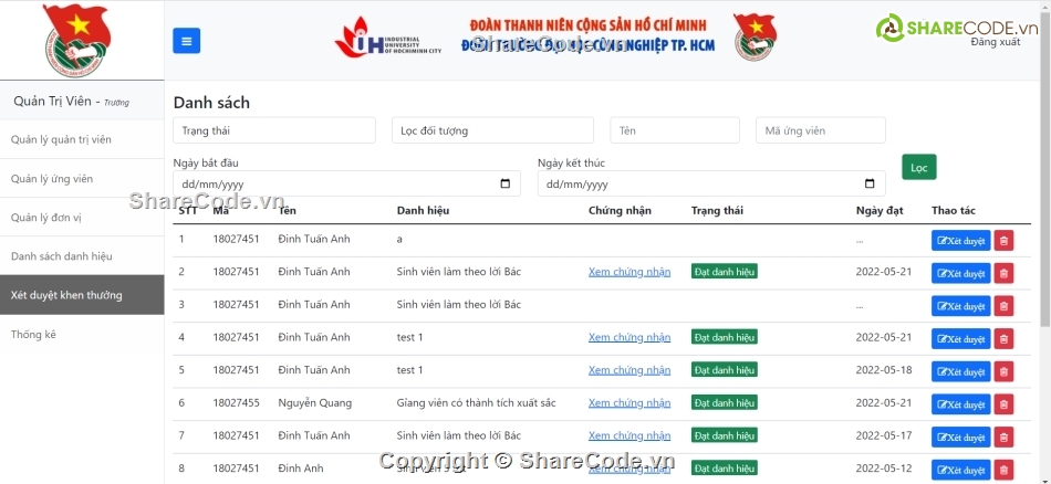 Code quản lý thi đua khen thưởng,quản lý thi đua khen thưởng,Code web quản lý thi đua,Code đồ án,Code web,Source code web